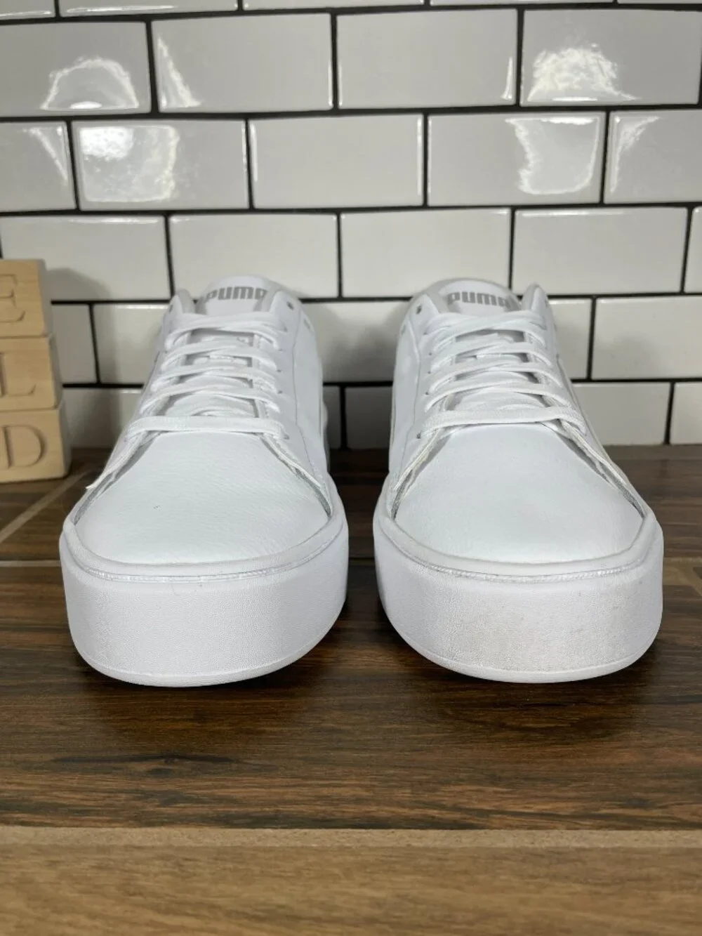Puma Smash Platform v3 Shoes Womens Size 9 White Leather Casual Low Top Sneakers